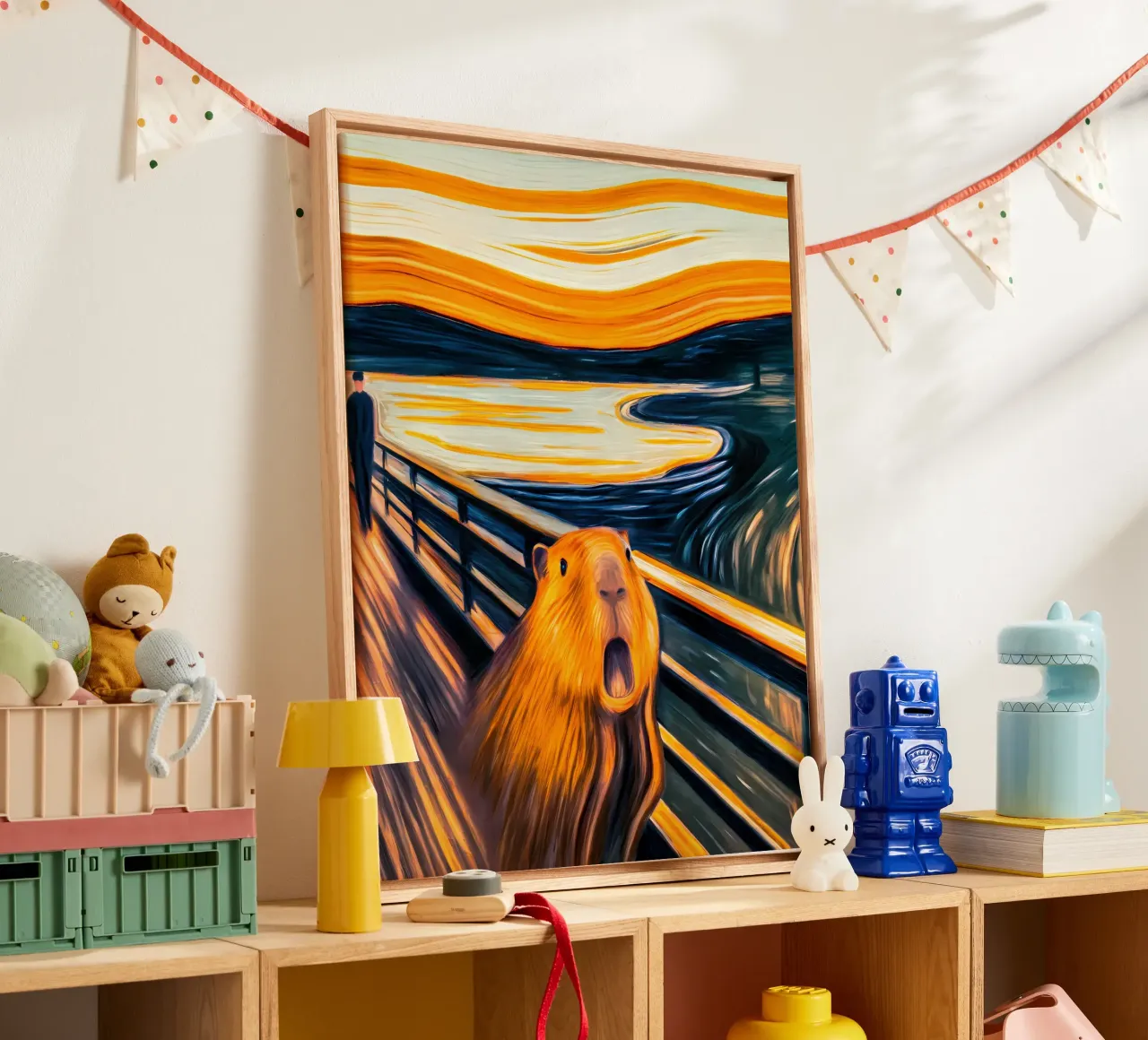 The Scream of the Capybara - A Modern Masterpiece canvas by flufftee