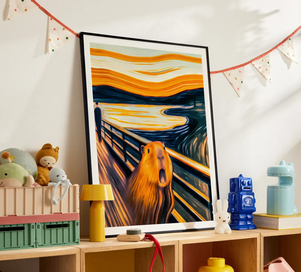 The Scream of the Capybara - A Modern Masterpiece poster with aluminum frame by flufftee