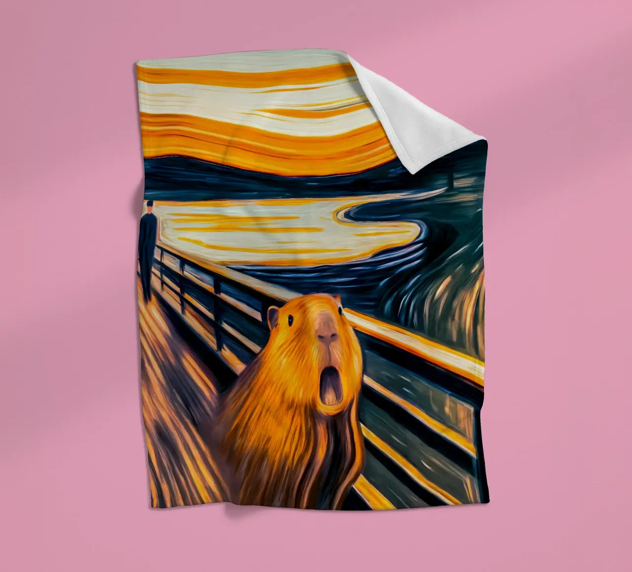 The Scream of the Capybara - A Modern Masterpiece fleece blanket by flufftee
