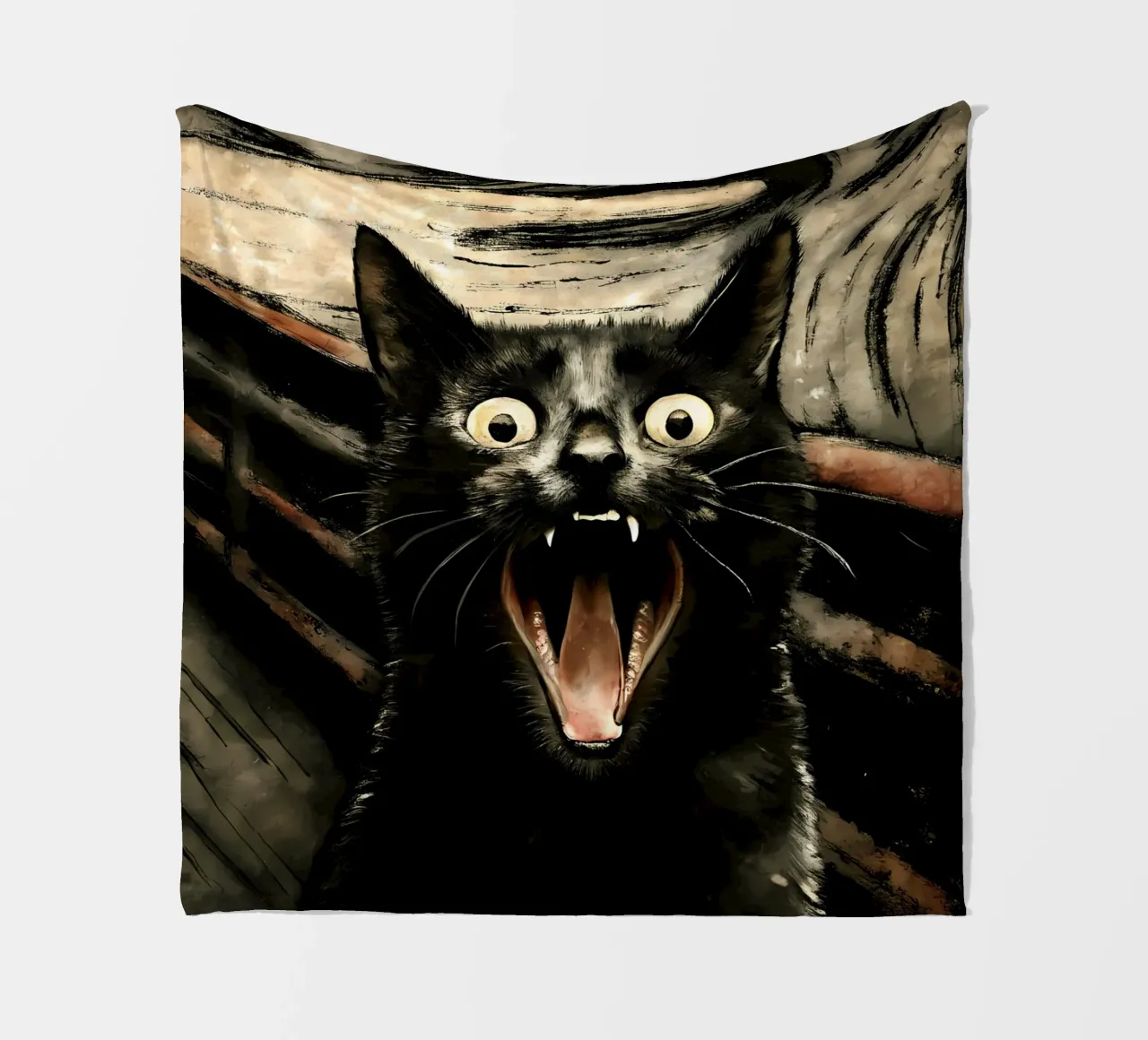 The Scream of the Cat - A Feline Masterpiece fleece blanket by flufftee