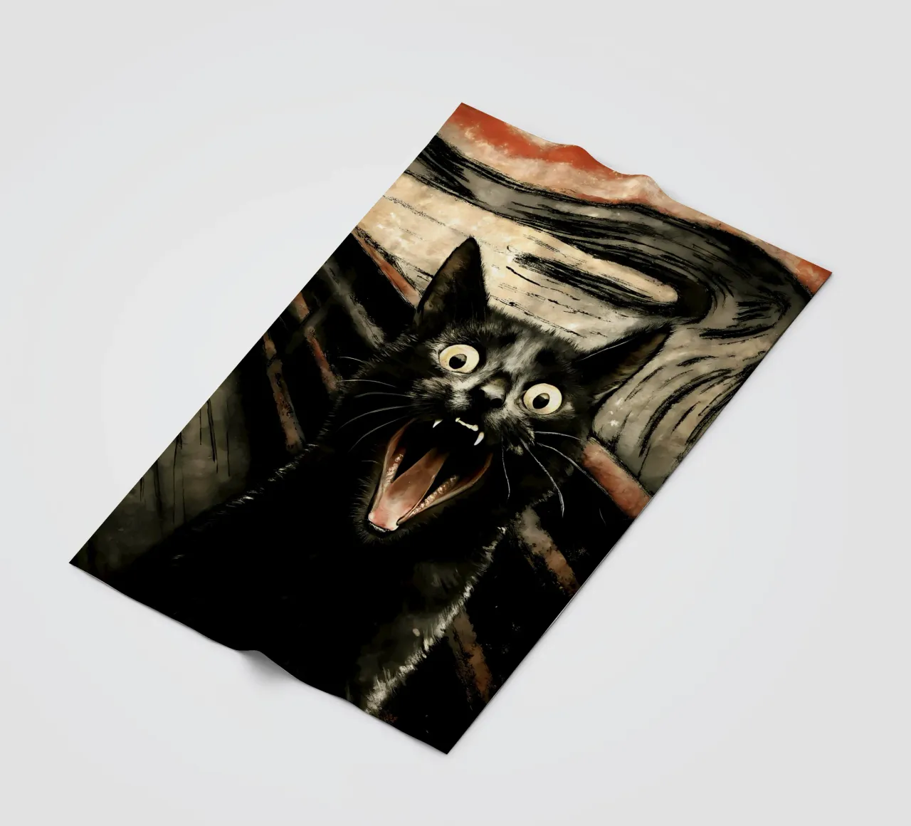 The Scream of the Cat - A Feline Masterpiece fleece blanket by flufftee
