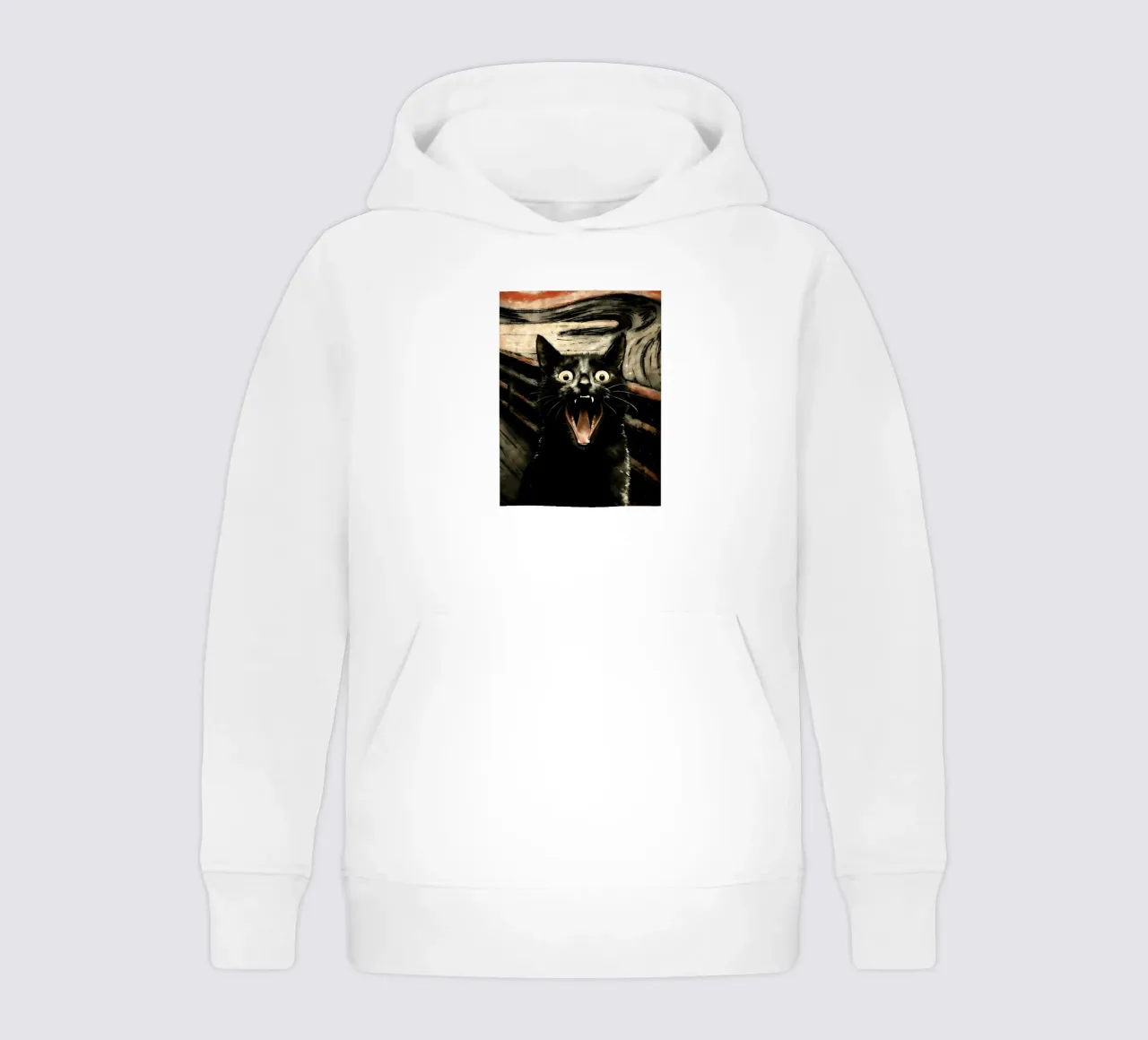 The Scream of the Cat - A Feline Masterpiece kids hoodie by flufftee