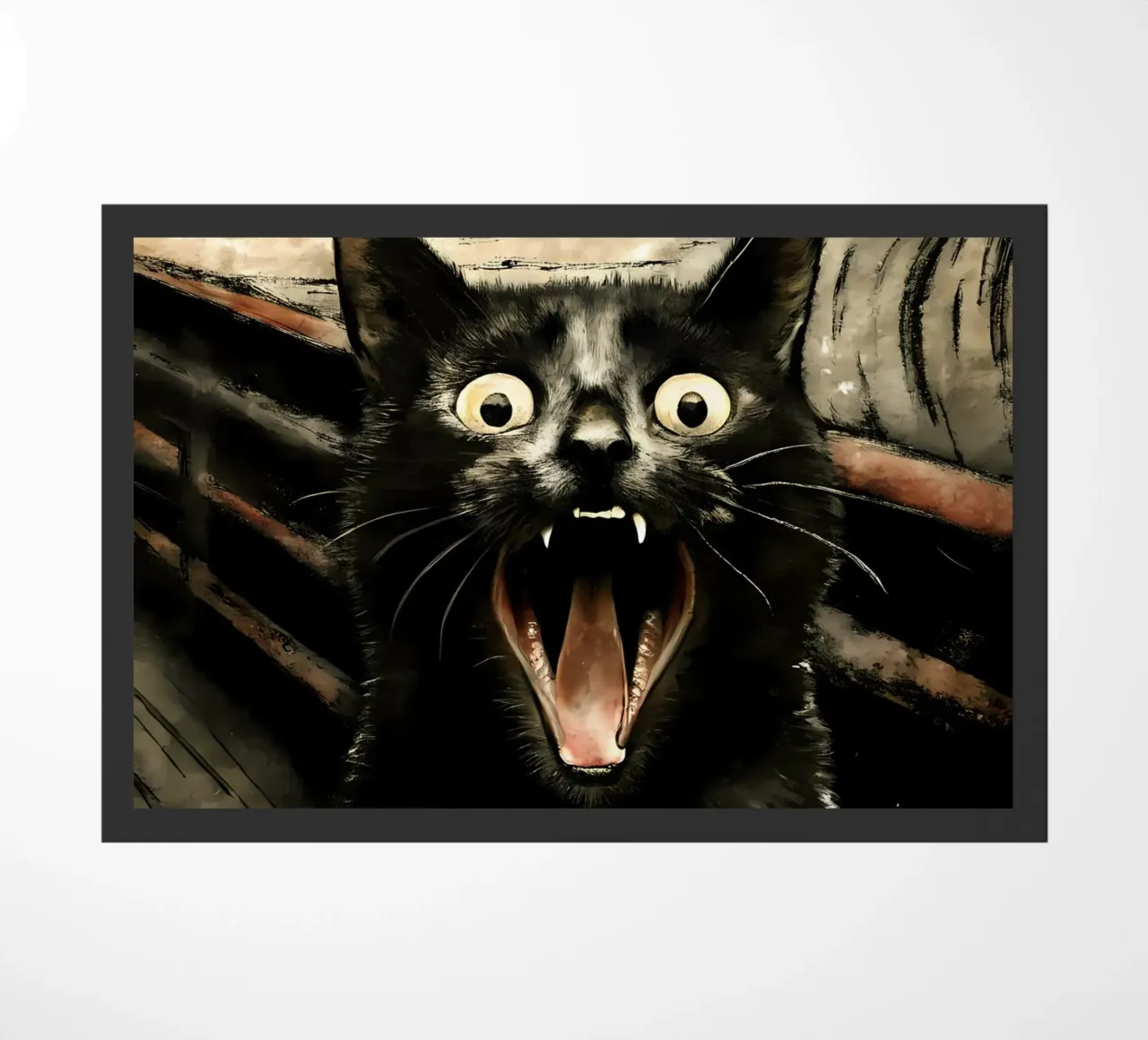 The Scream of the Cat - A Feline Masterpiece doormat by flufftee