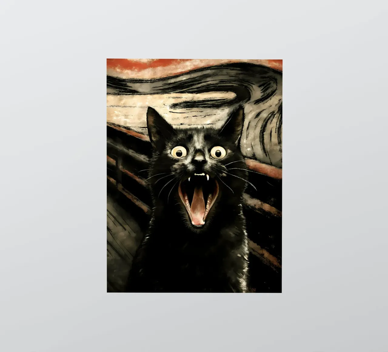 The Scream of the Cat - A Feline Masterpiece sticker by flufftee