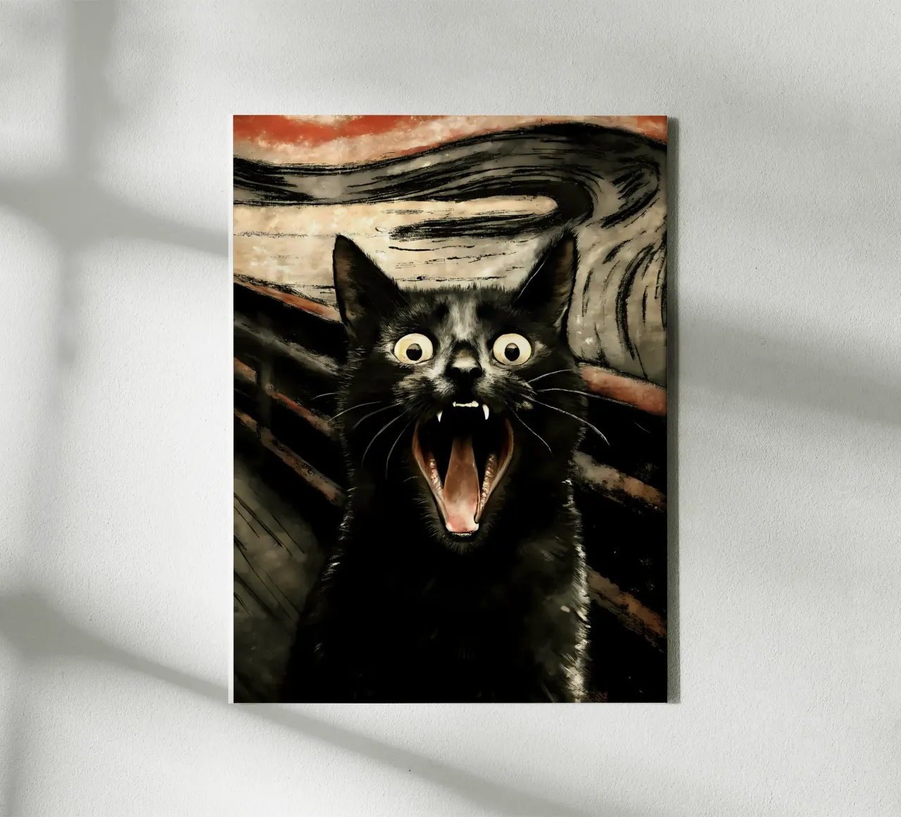 The Scream of the Cat - A Feline Masterpiece canvas with Floater frame by flufftee