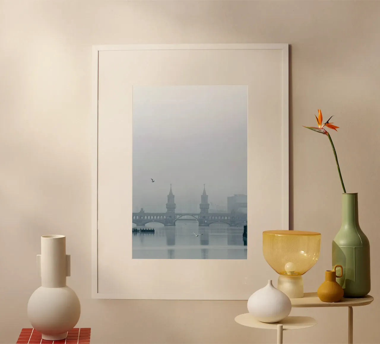 Oberbaumbrücke in de winterse mist poster van Henk Henkel
