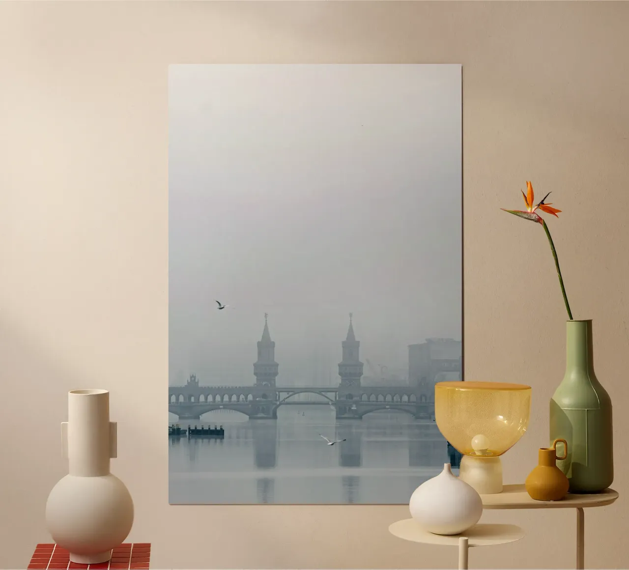 Oberbaumbrücke in de winterse mist poster van Henk Henkel