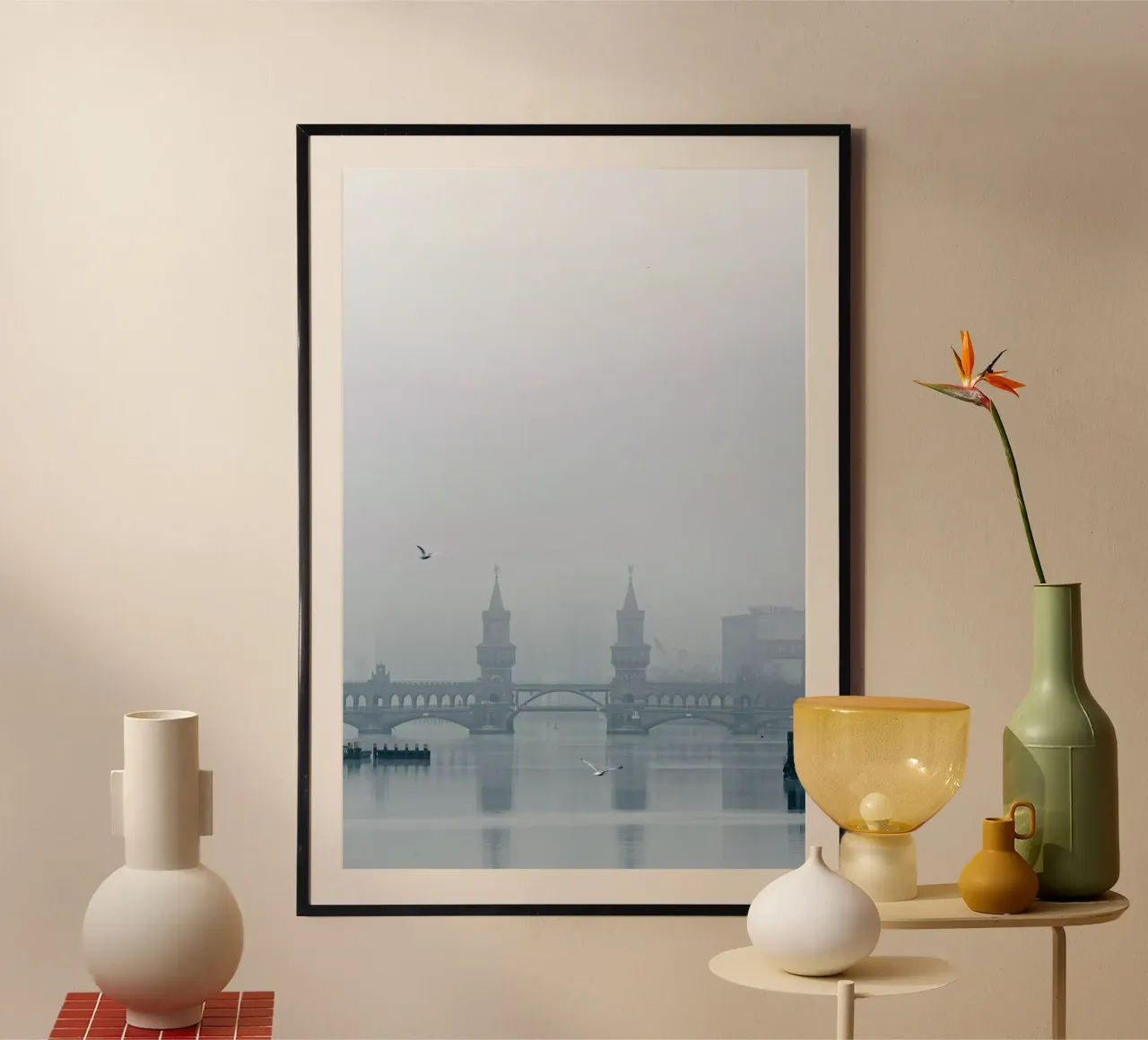 Oberbaumbrücke in de winterse mist poster van Henk Henkel