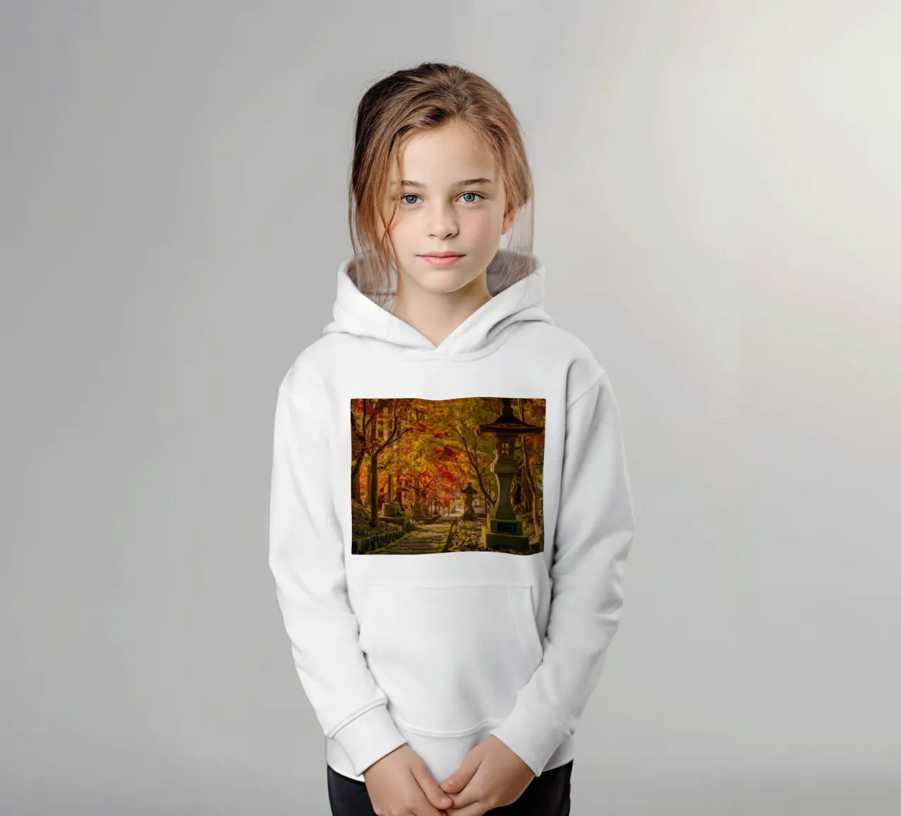 Autumn Shrine in Nagano, Japan kids hoodie by Marcel Bisig