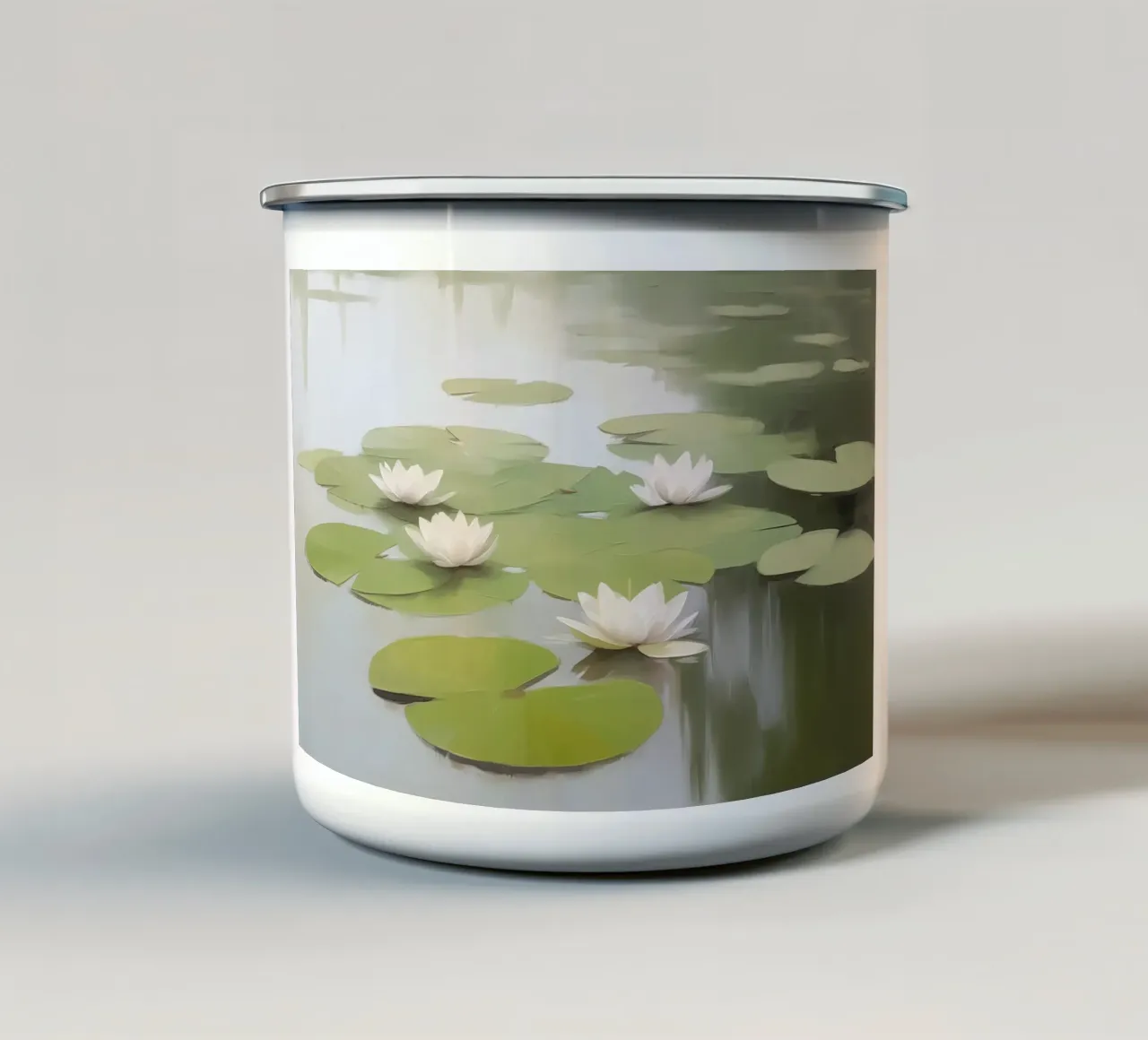 Eleganza botanica della ninfea tazza in smalto da Carinaprint
