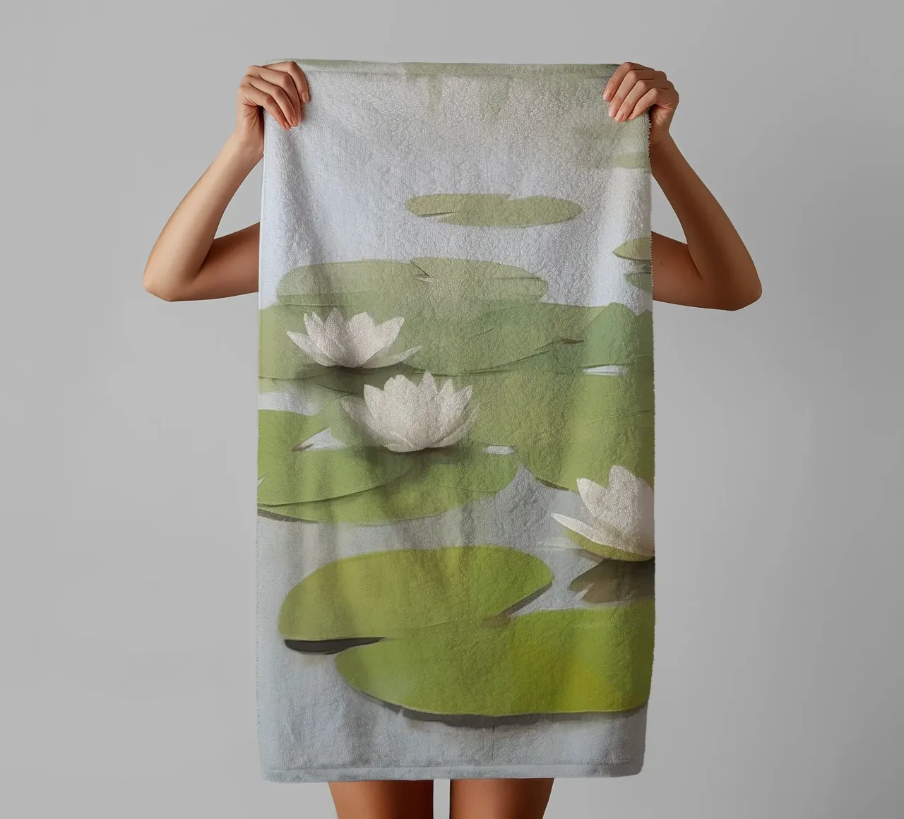 Botanical water lily elegance towel by Carinaprint