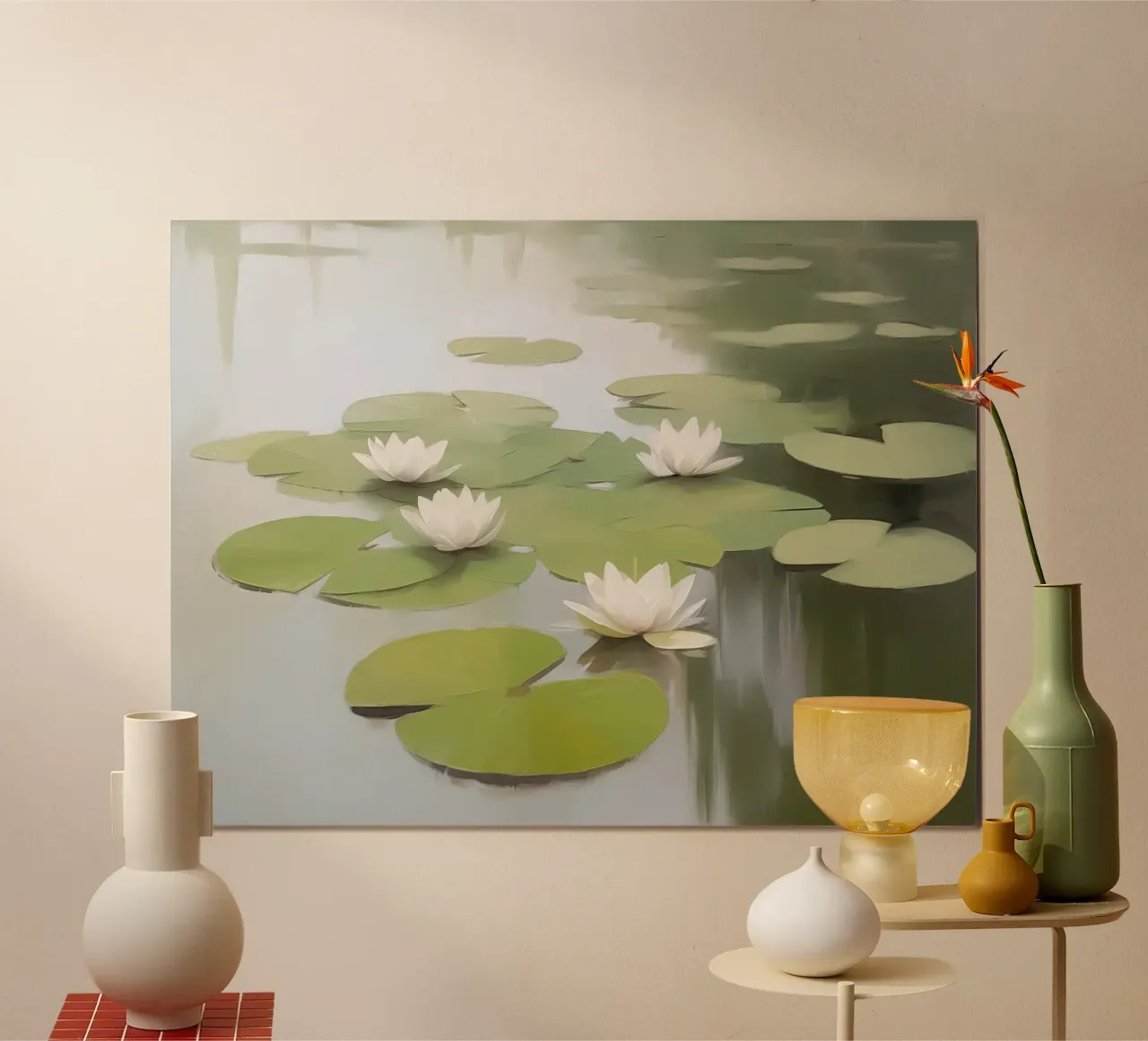 Eleganza botanica della ninfea poster con telaio in plastica da Carinaprint