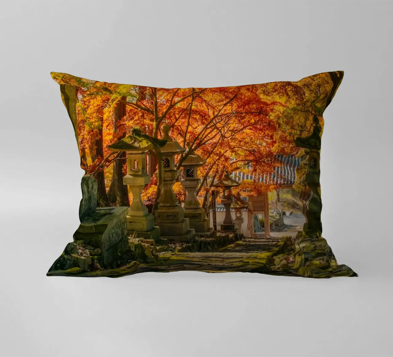 Autumn Shrine in Nagano, Japan decorative cushion by Marcel Bisig