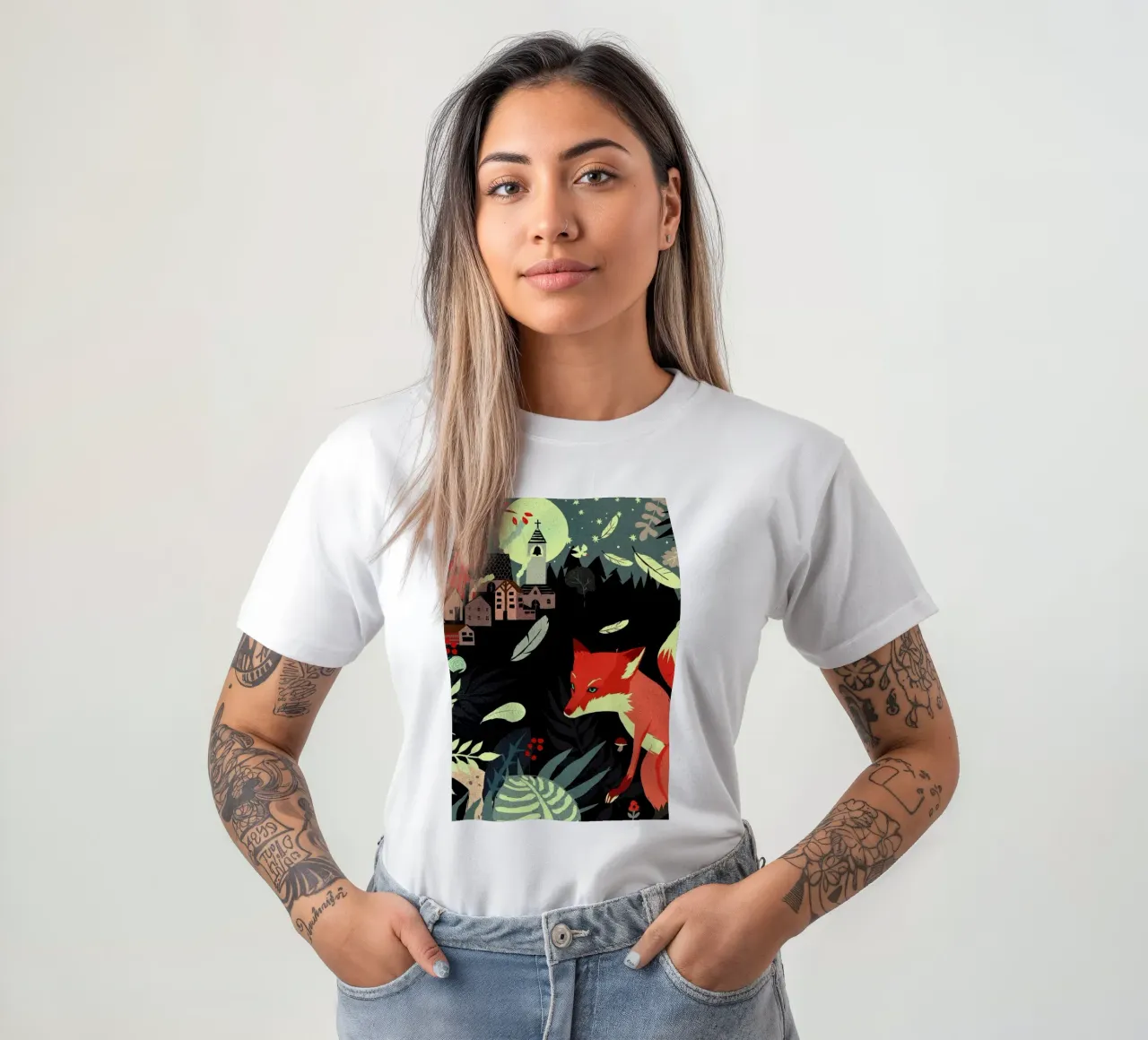 Fox And The Village t-shirt da Kateřina Bažantová