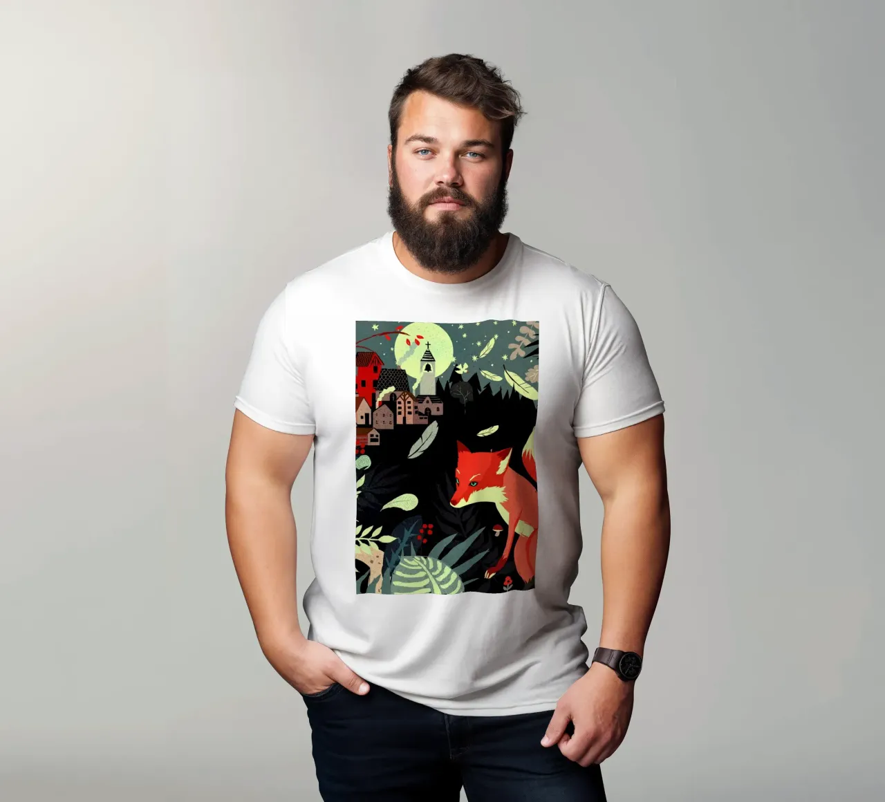 Fox And The Village t-shirt da Kateřina Bažantová