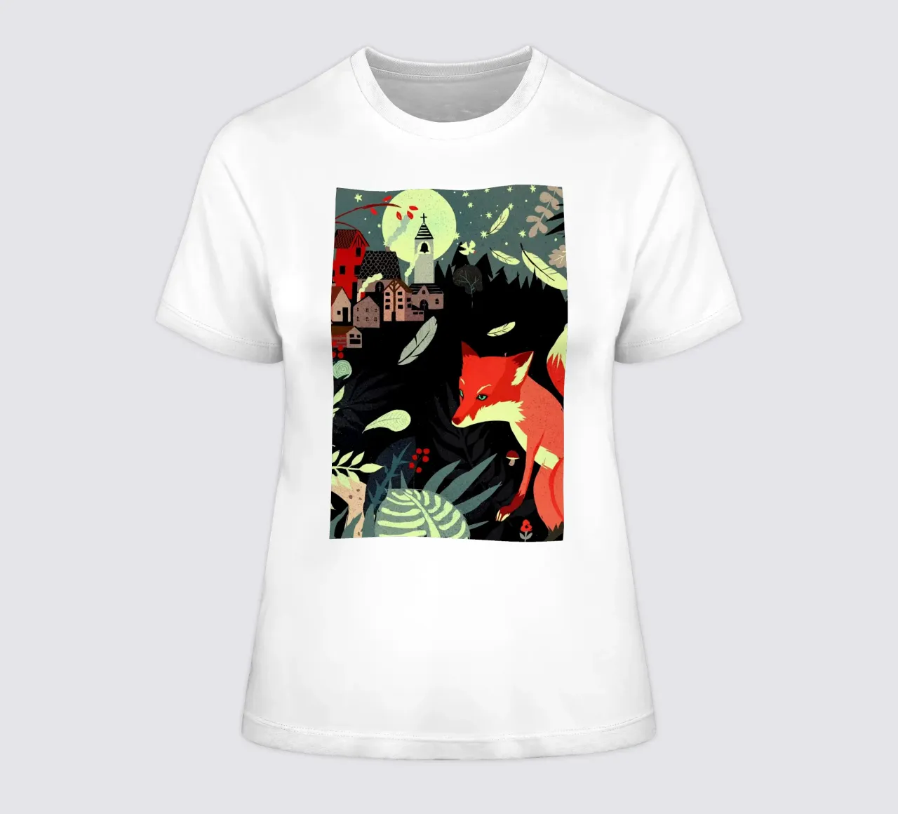 Fox And The Village women's fitted t-shirt by Kateřina Bažantová