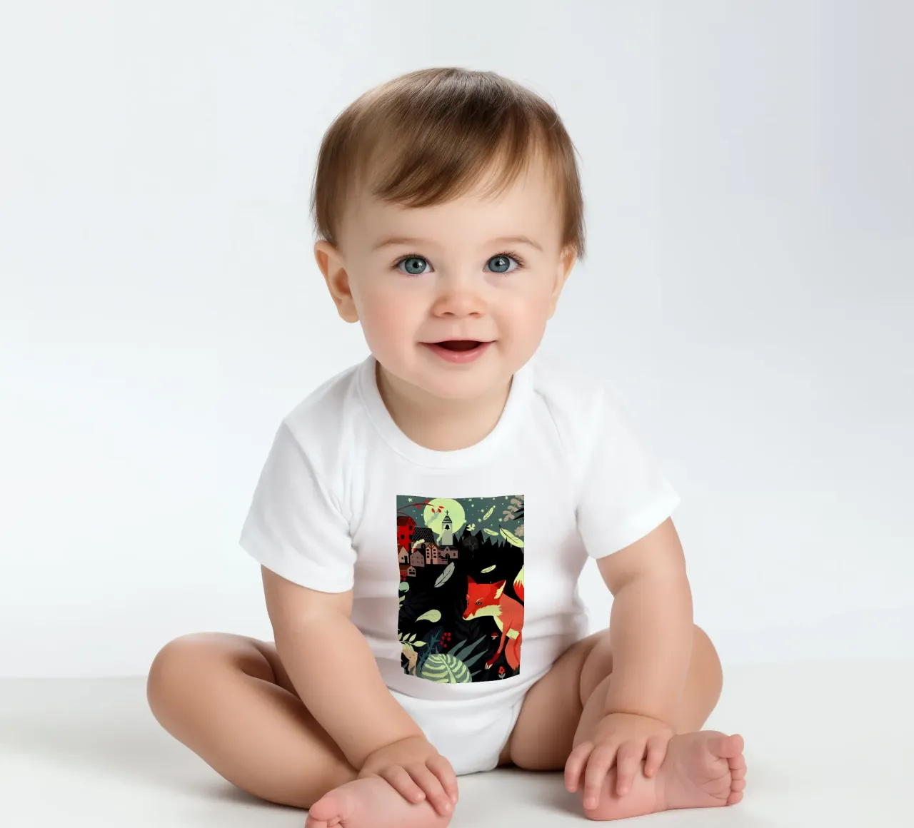 Fox And The Village body neonato maniche corte da Kateřina Bažantová