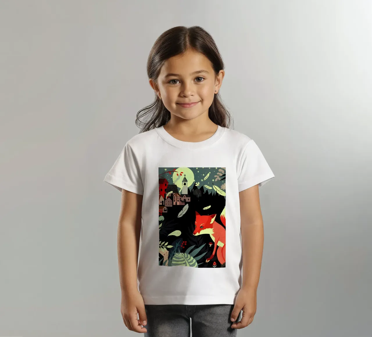 Fox And The Village kids t-shirt by Kateřina Bažantová