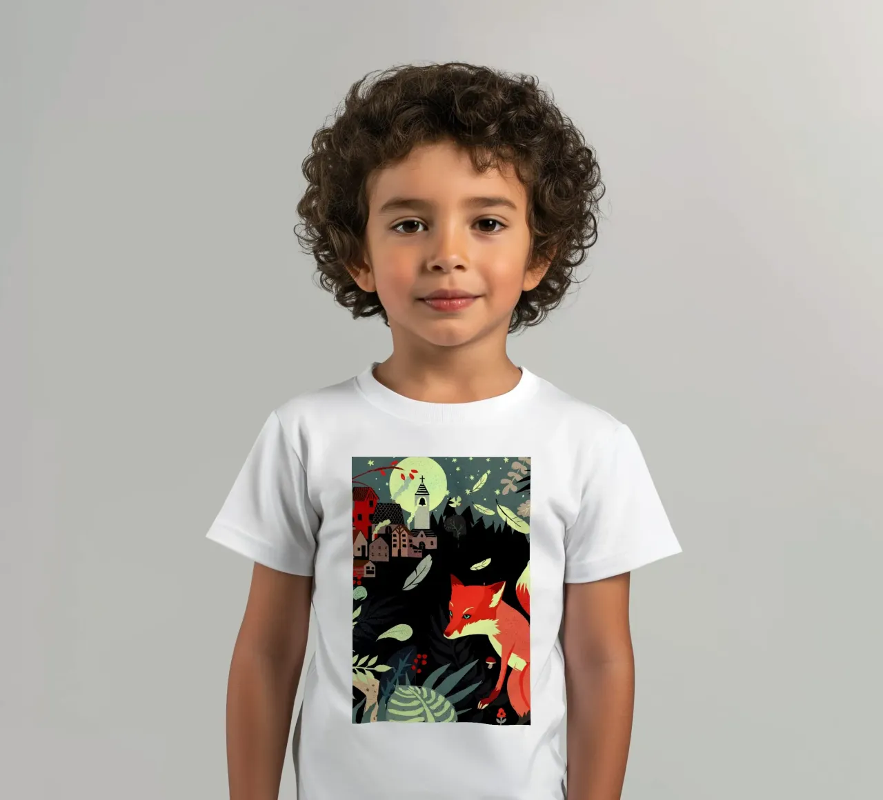 Fox And The Village kids t-shirt by Kateřina Bažantová