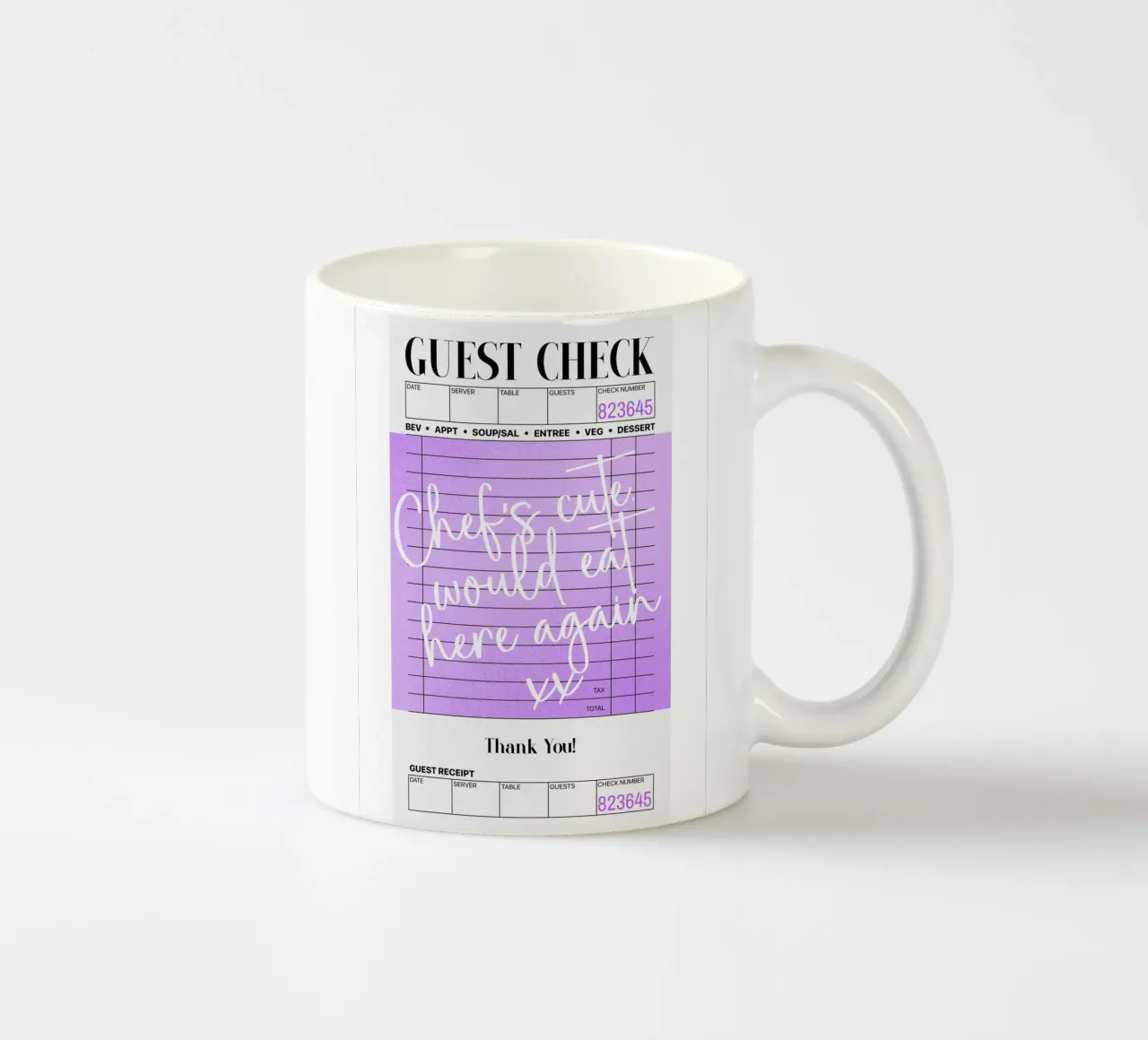 Guest Check Poster, Purple Lilac Wall Art, Preppy Wall Art mug en céramique de PrintStudio