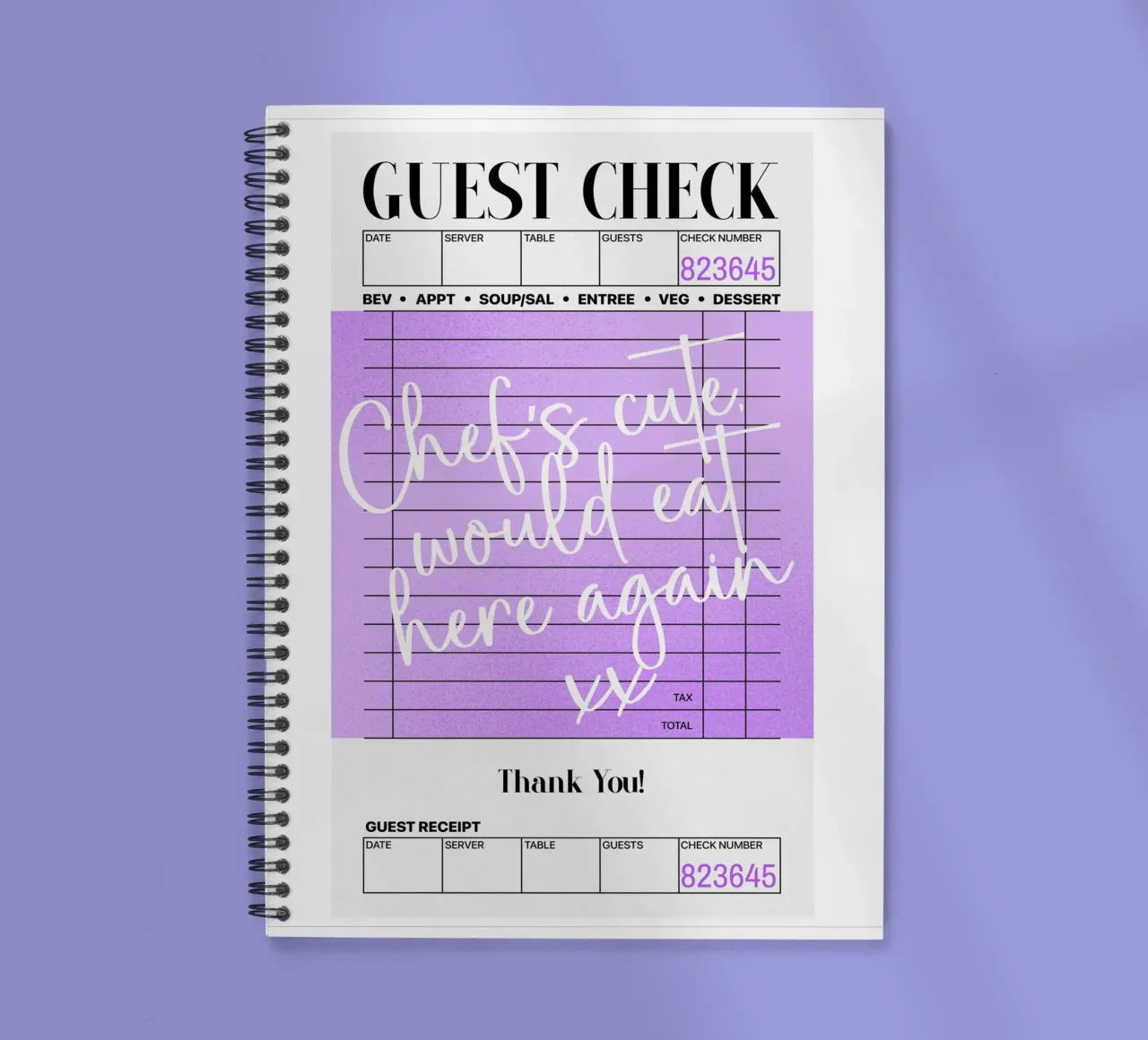Guest Check Poster, Lila Flieder Wandkunst, Preppy Wandkunst Ringbuch von PrintStudio