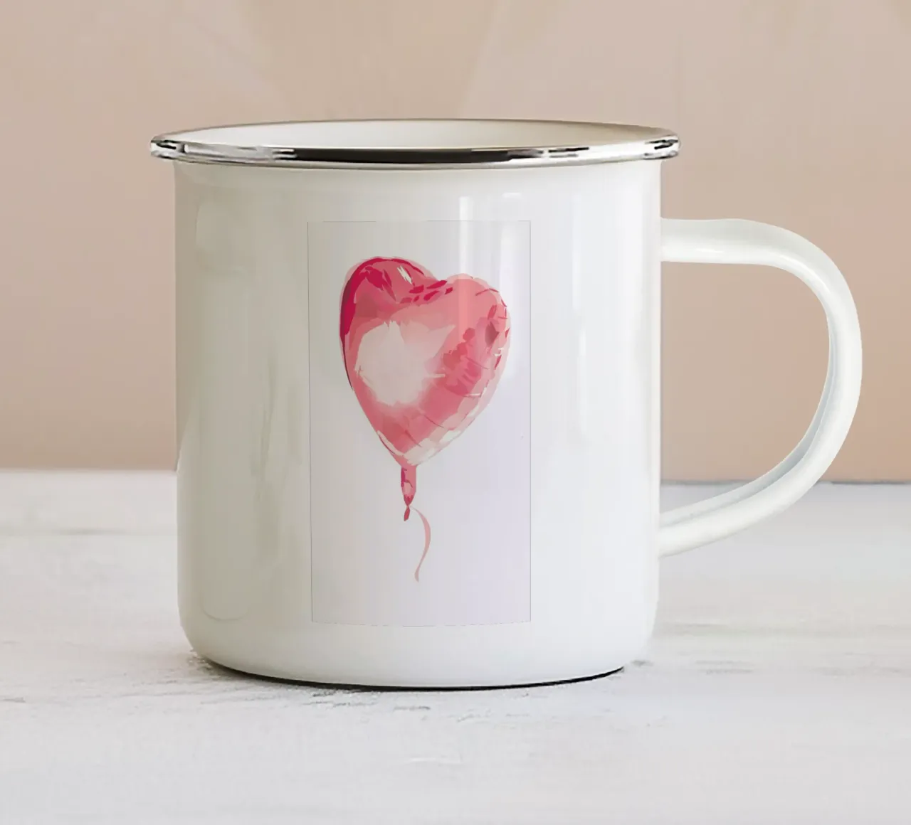 Heart Balloon enamel mug by Kateřina Bažantová