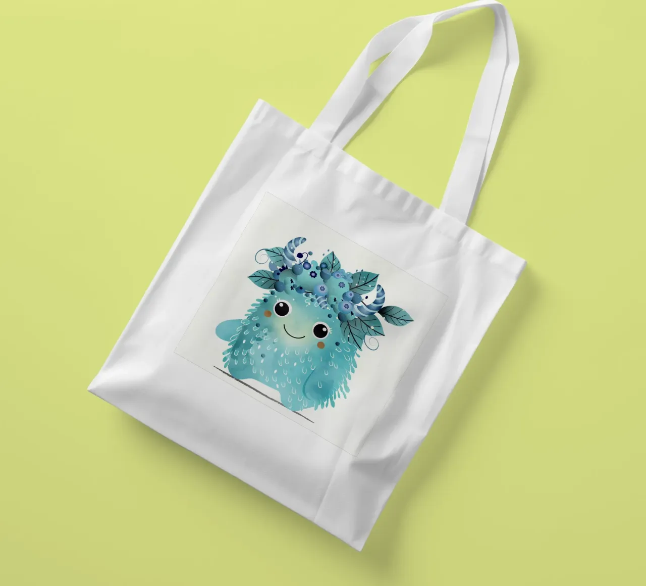 Allegro mostro di mirtilli con ghirlanda di bacche borsa in juta da namosh