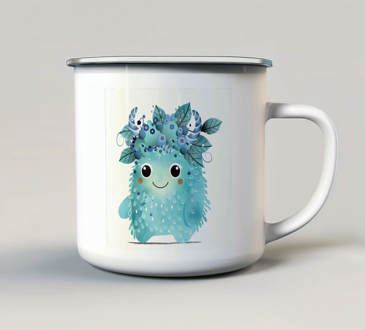 Allegro mostro di mirtilli con ghirlanda di bacche tazza in smalto da namosh