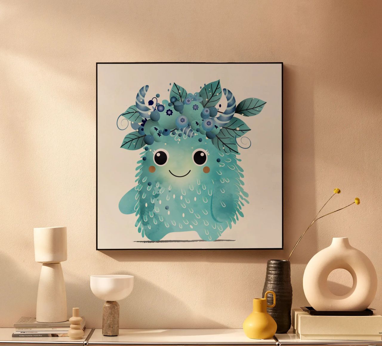 Allegro mostro di mirtilli con ghirlanda di bacche plexiglass da namosh
