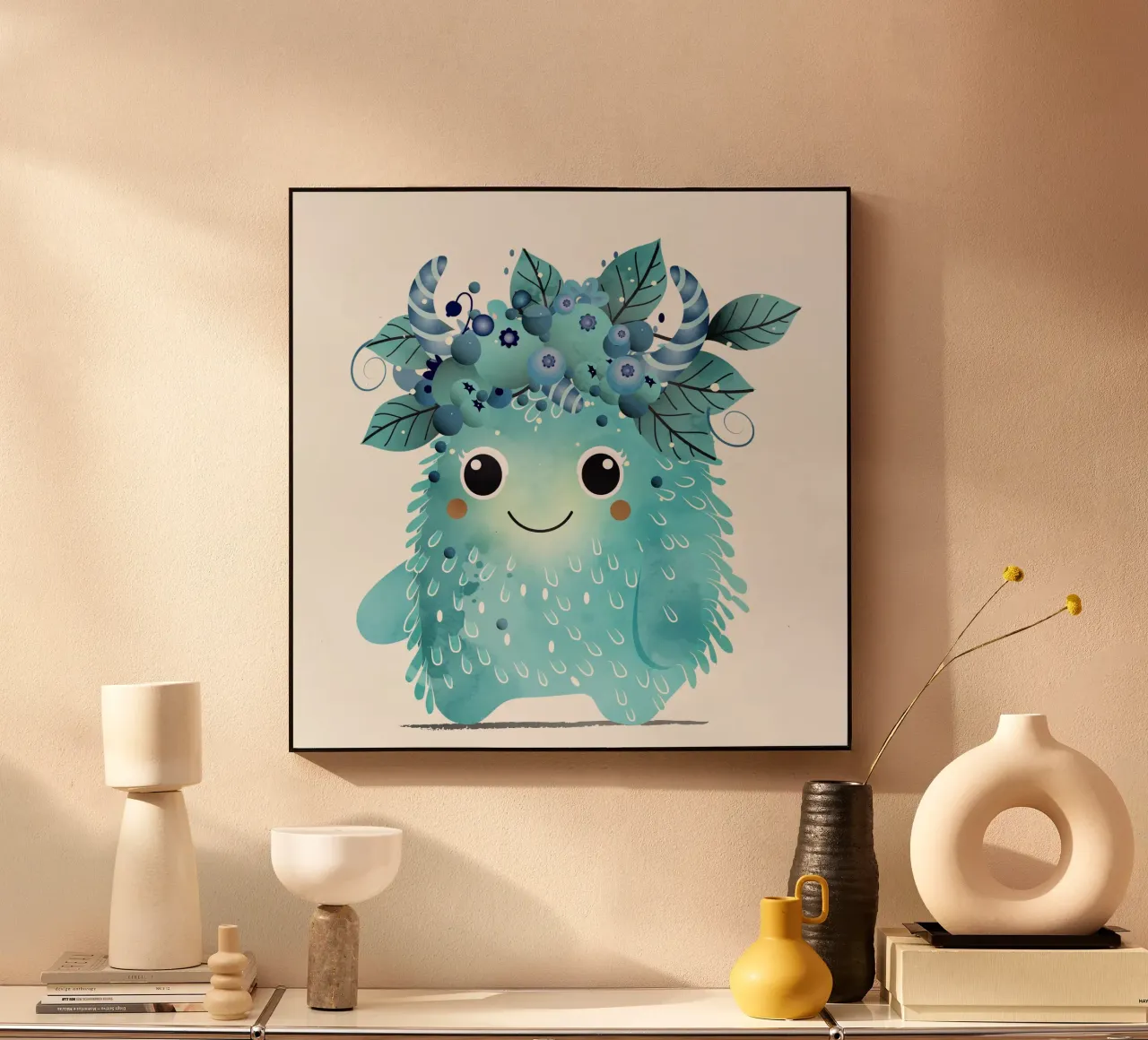 Allegro mostro di mirtilli con ghirlanda di bacche plexiglass da namosh