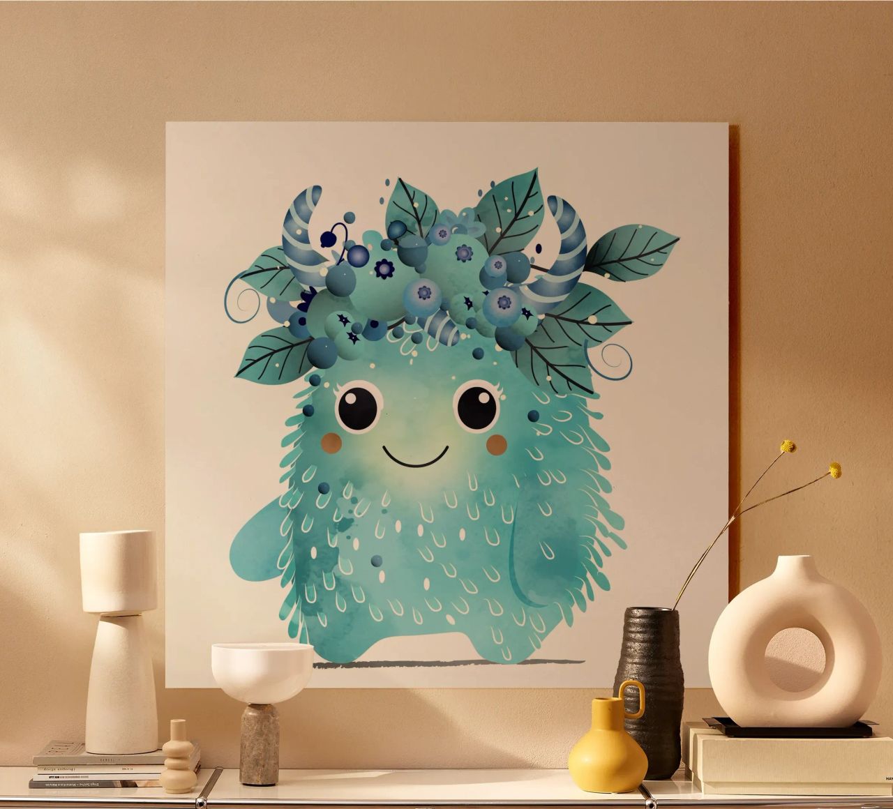 Allegro mostro di mirtilli con ghirlanda di bacche plexiglass da namosh