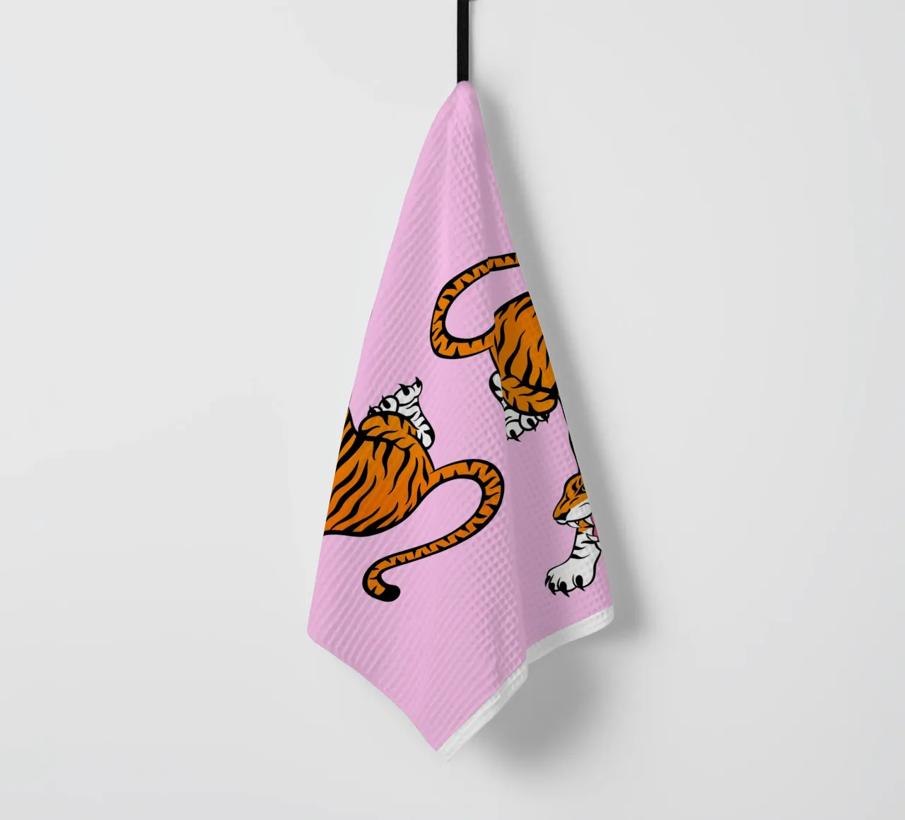 Pink Tiger Wall Art, Pink Poster, Preppy Art tea towel by PrintStudio