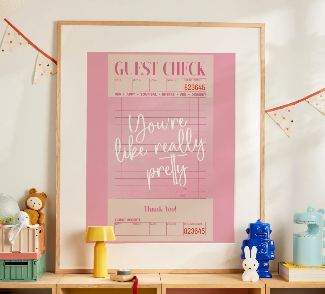Sei davvero carina, Guest Check Poster Rosa Arte da parete poster con telaio in alluminio da PrintStudio
