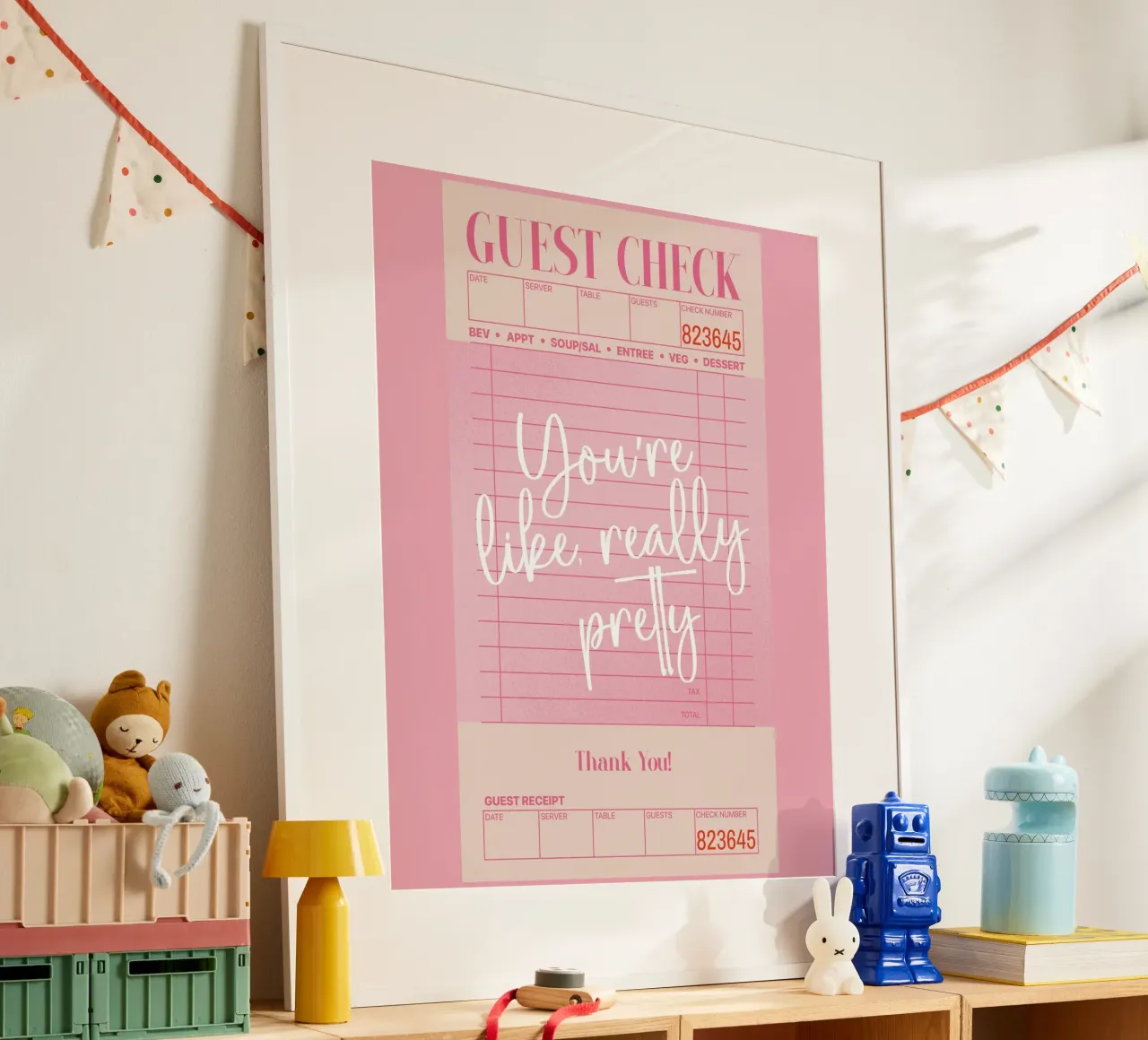 Sei davvero carina, Guest Check Poster Rosa Arte da parete poster con telaio in alluminio da PrintStudio