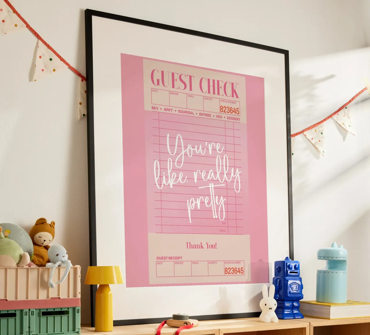 Sei davvero carina, Guest Check Poster Rosa Arte da parete poster con telaio in alluminio da PrintStudio