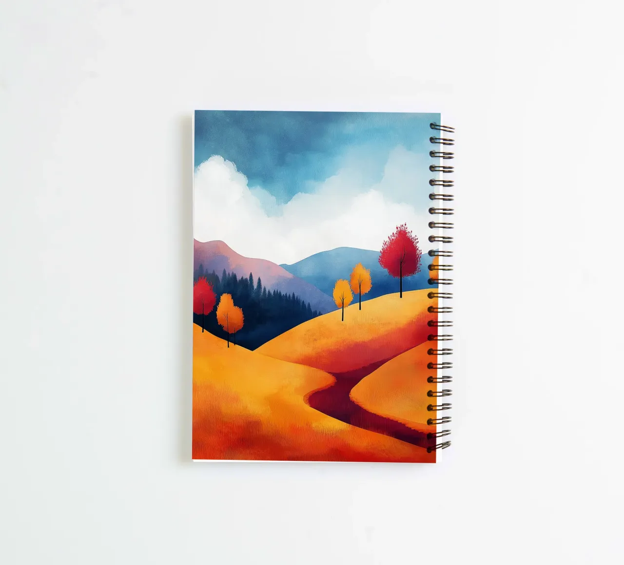 Abstract autumn landscape spiral notebook by Flora & Horizon