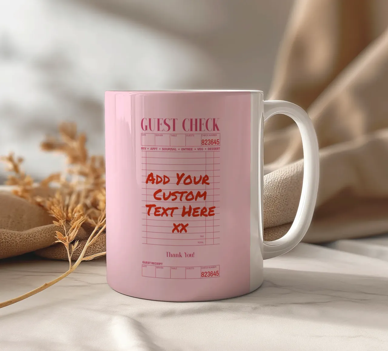 Custom Guest Check Poster, Personalised Print, Custom Art ceramic mug by PrintStudio
