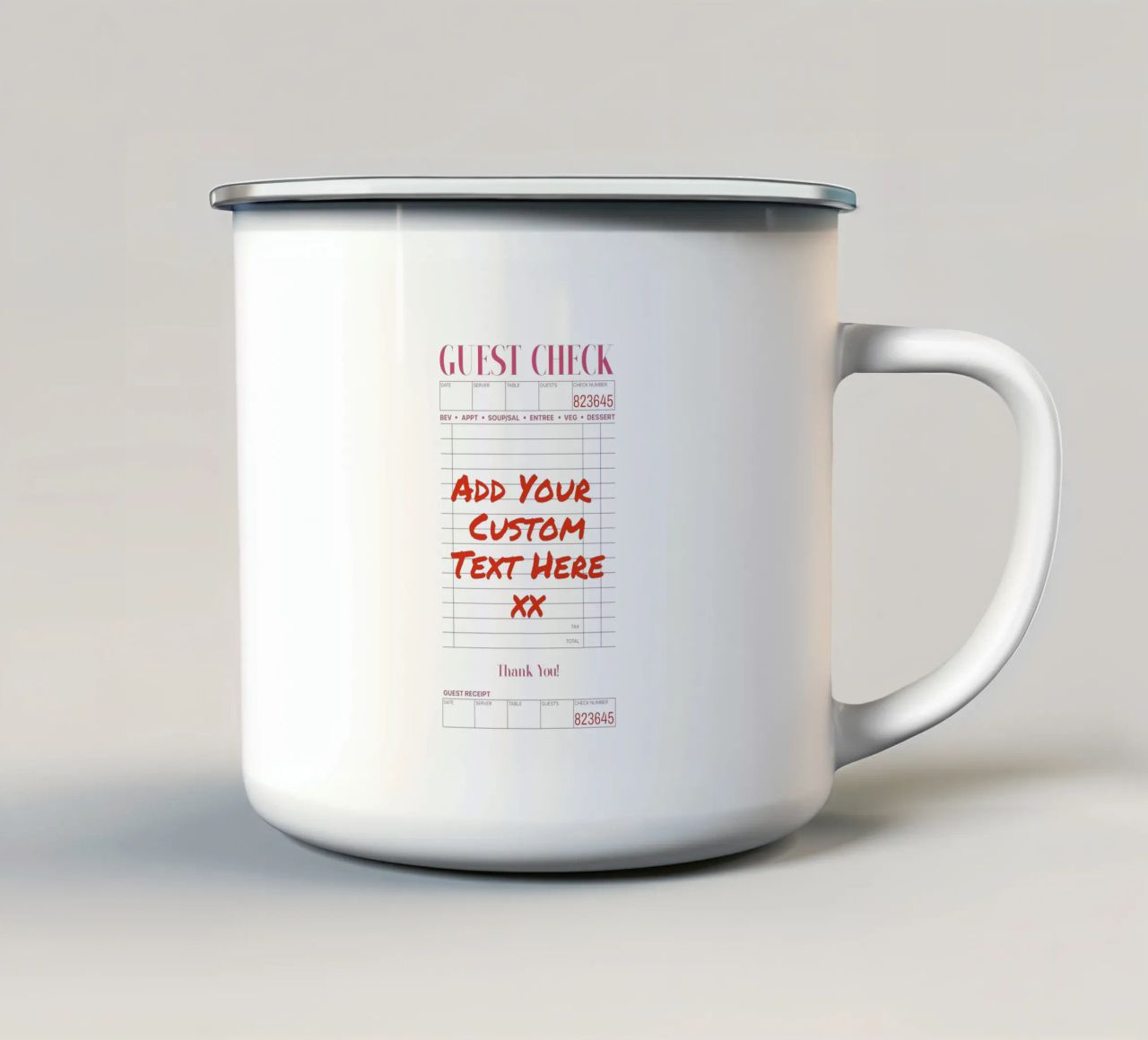 Custom Guest Check Poster, Personalised Print, Custom Art enamel mug by PrintStudio