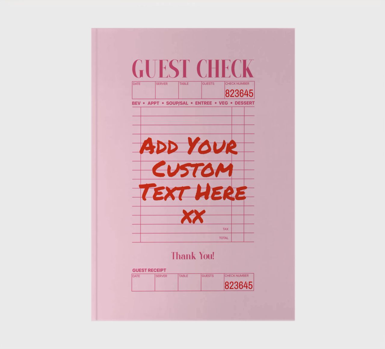 Custom Guest Check Poster, Personalised Print, Custom Art notebook by PrintStudio