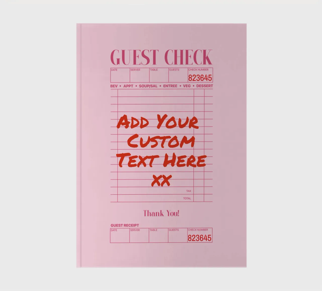 Custom Guest Check Poster, Personalised Print, Custom Art notebook by PrintStudio