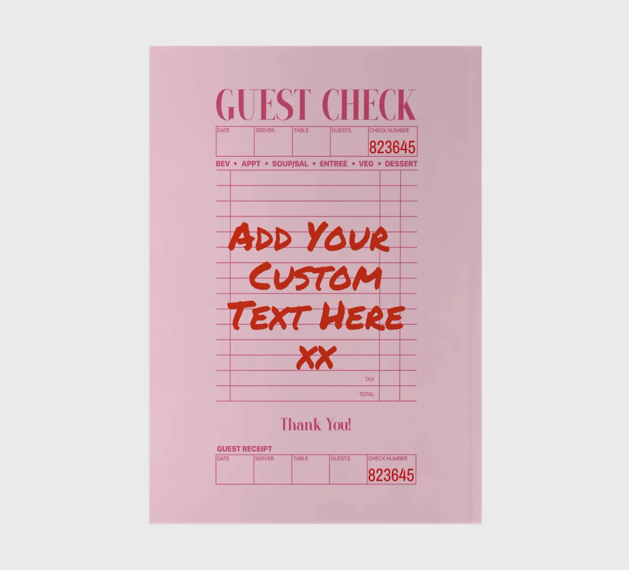 Custom Guest Check Poster, Personalised Print, Custom Art notebook by PrintStudio