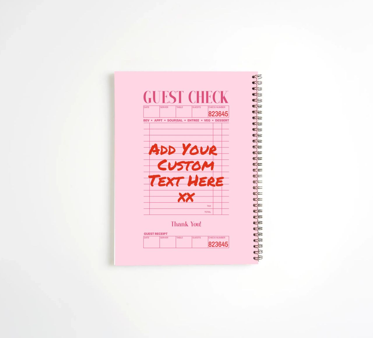 Custom Guest Check Poster, Personalised Print, Custom Art spiral notebook by PrintStudio