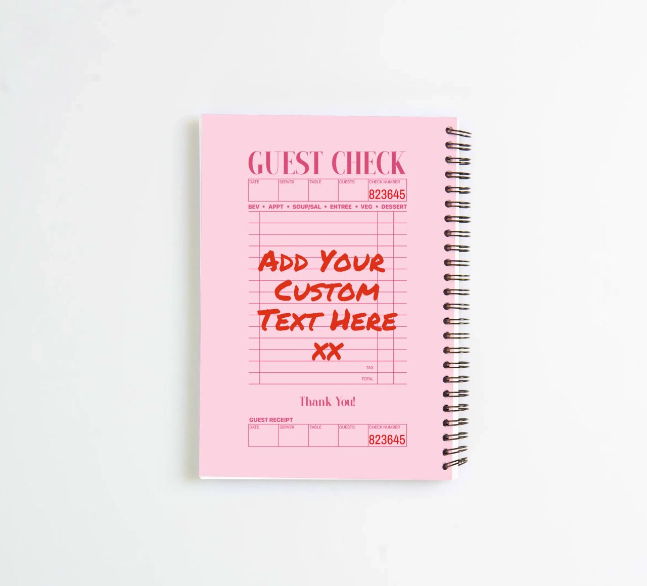 Custom Guest Check Poster, Personalised Print, Custom Art spiral notebook by PrintStudio