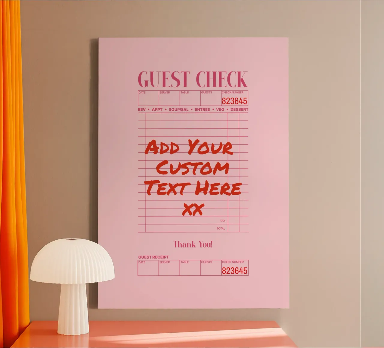 Custom Guest Check Poster, Personalised Print, Custom Art canvas by PrintStudio