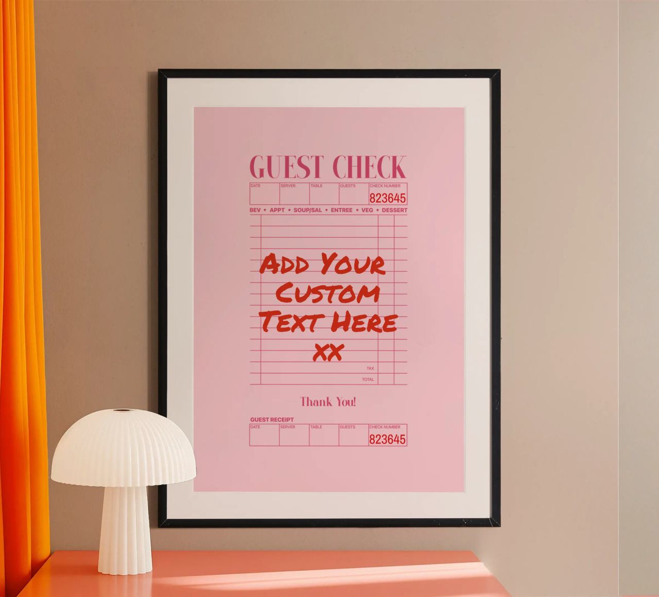 Custom Guest Check Poster, Personalised Print, Custom Art hahnemühle by PrintStudio