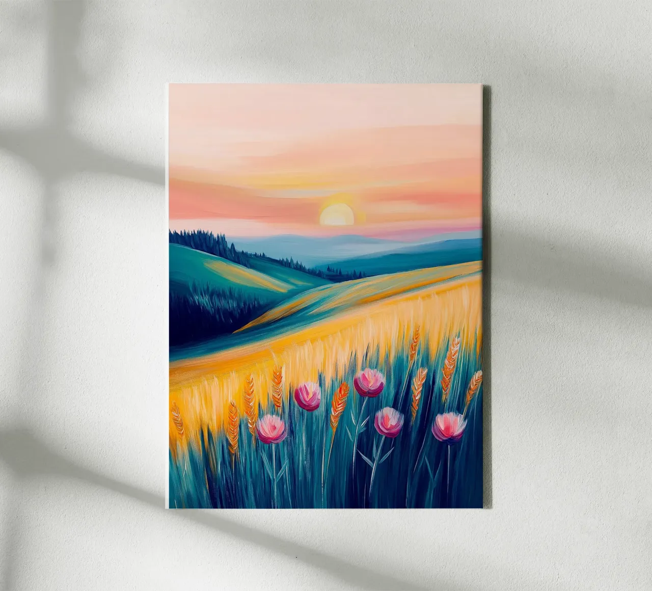 L'alba sui campi in fiore tela con Cornice a cassetta da Flora & Horizon