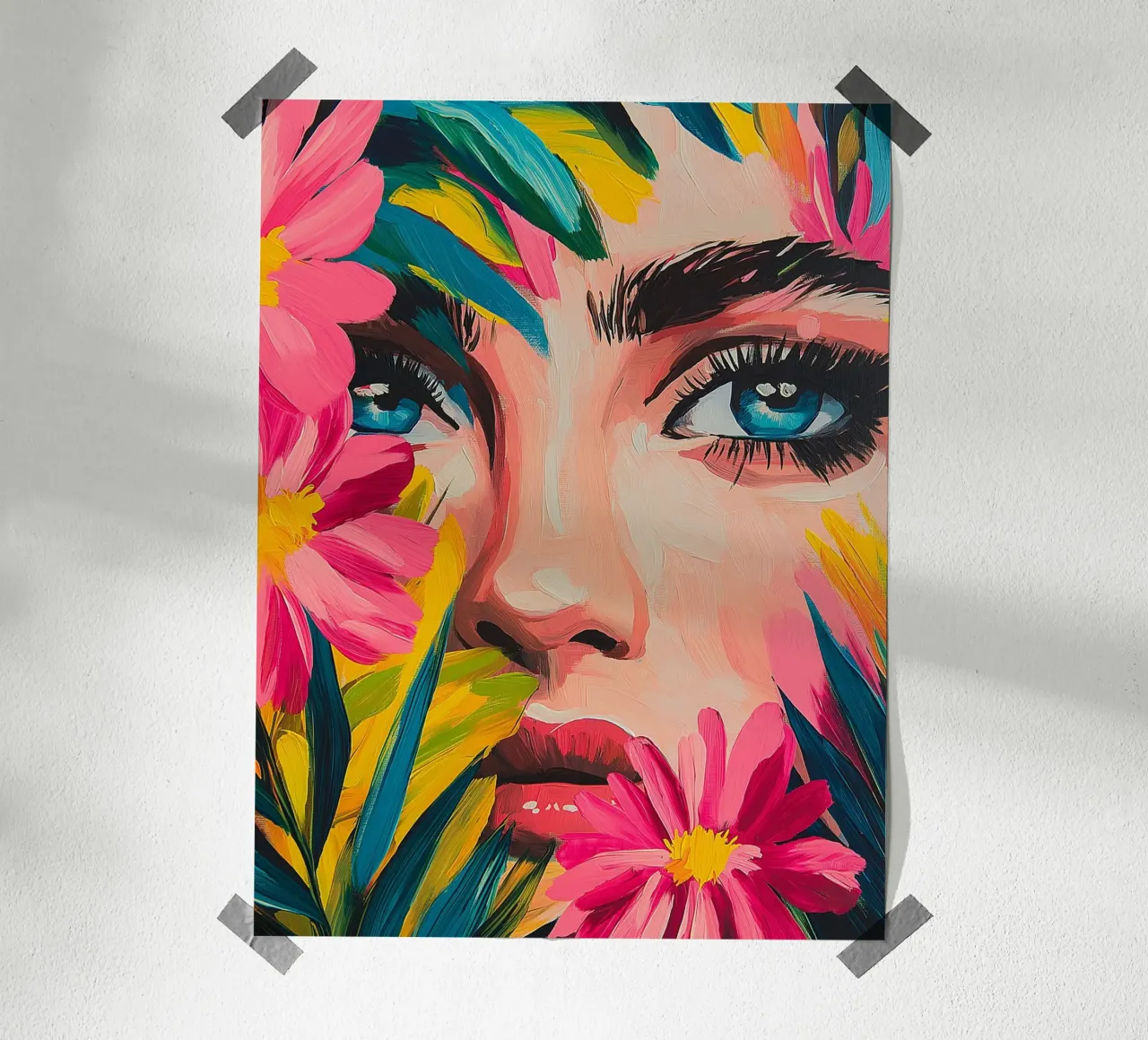 Portret bloemen levendig poster van Flora & Horizon