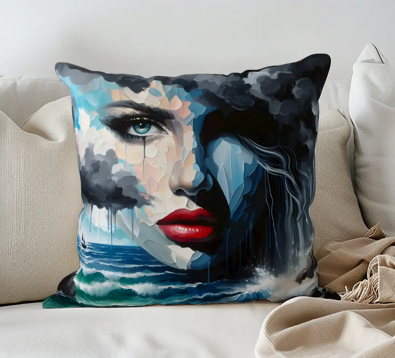 PAESAGGIO MARINO IN TEMPESTA cuscino da ARTOMATIC