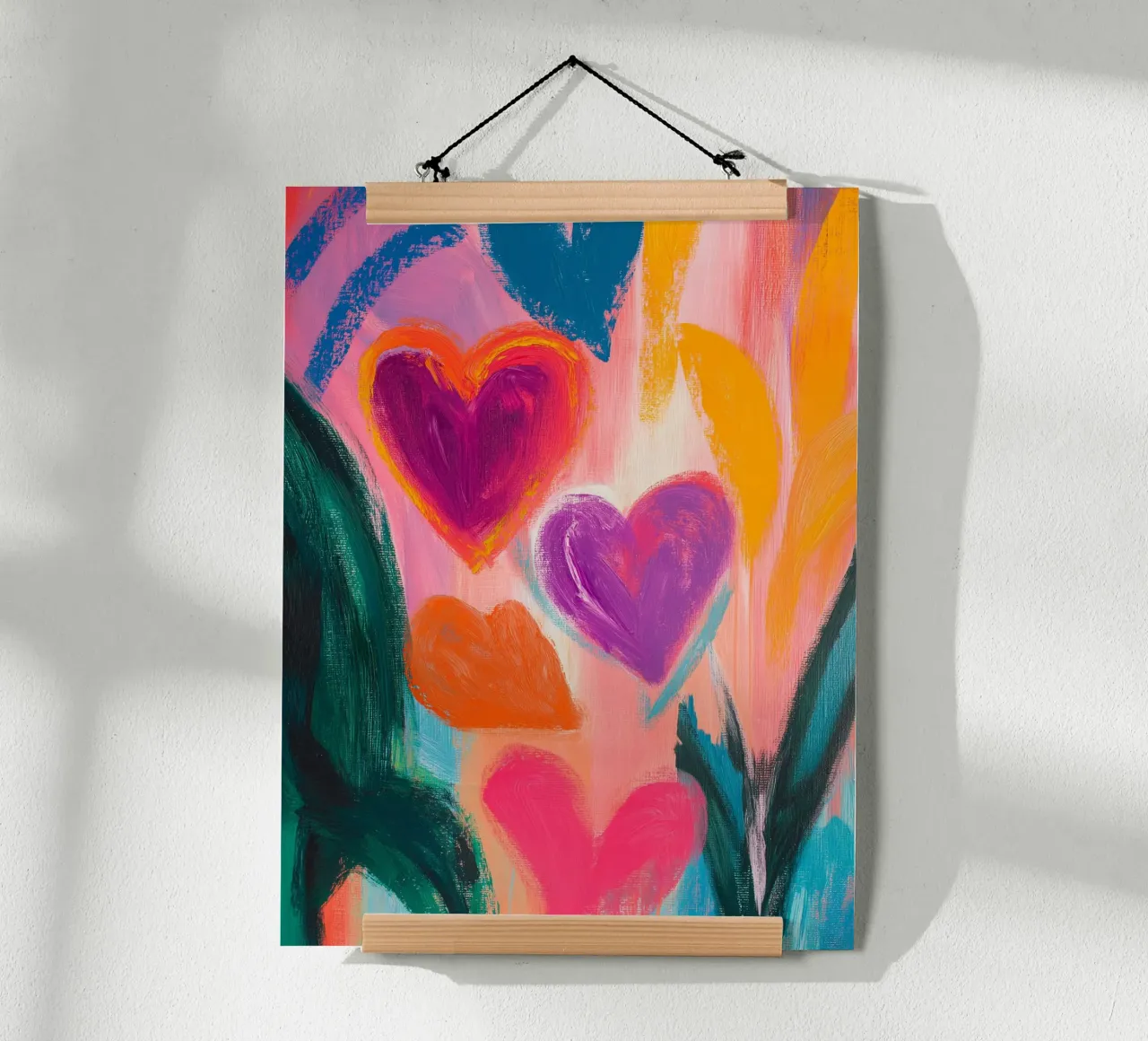 Explosion de cœurs abstraits poster avec cadre en aluminium de Flora & Horizon
