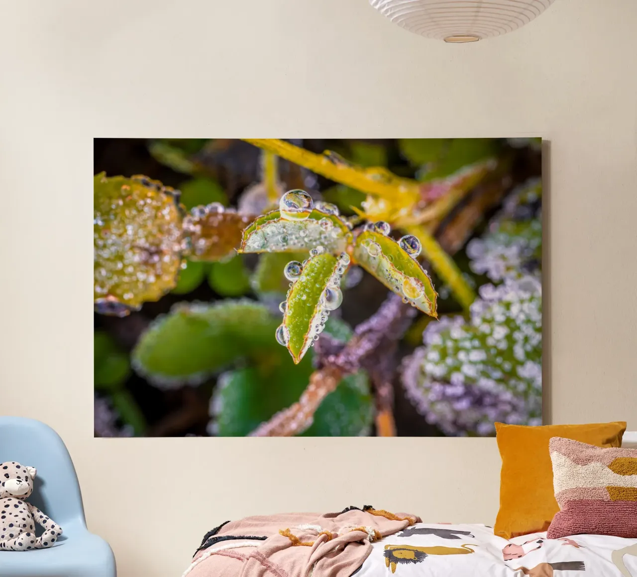 Waterdruppels op shamrocks canvas met Baklijst van Marcus Beckert | Fotografie